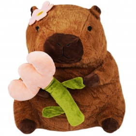 Pluszowa kapibara z kwiatkiem, 30 cm