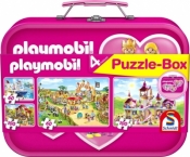 Puzzle 2x60 + 2x100 w walizce: Playmobil różowy