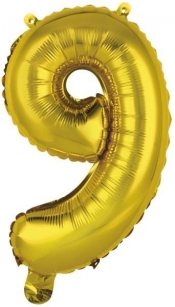 Balon foliowy mini cyfra 9 złota 30x40cm