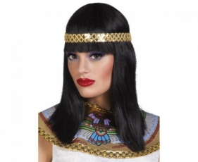 Peruka Cleopatra czarne włosy z opaską