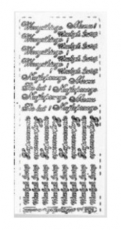 Stiker ażurowy z napisami polskimi 10 x 23 cm srebrny