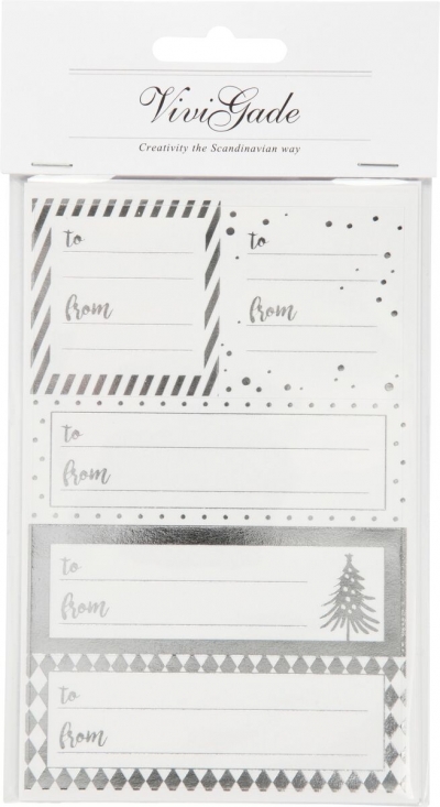 Naklejki świąteczne na prezenty srebrno białe różne formaty 4 ark edycja limitowana