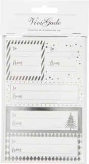 Naklejki świąteczne na prezenty srebrno białe różne formaty 4 ark edycja limitowana