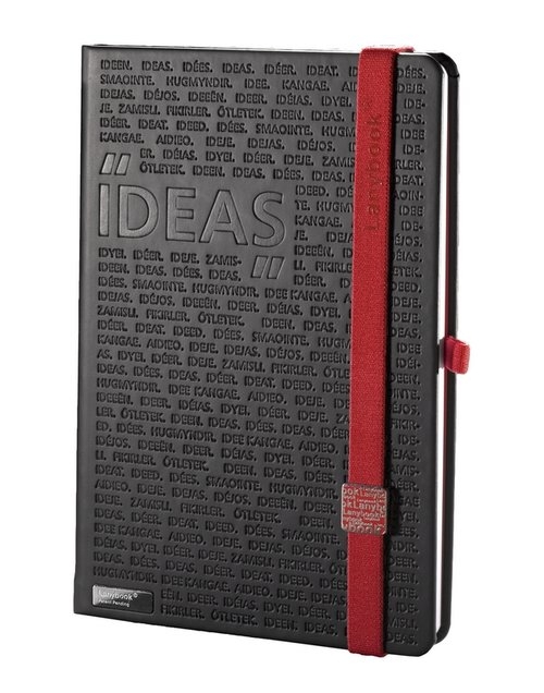 Notes A6 Idea Factory czarny z czerwoną gumką kratka