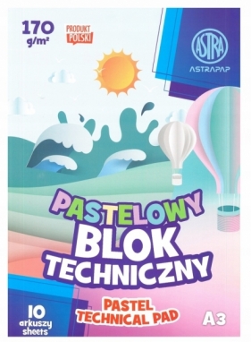 Blok kolorowy barwiony w masie ASTRAPAP PASTEL A3 170g 10 ark, 10 sztuk