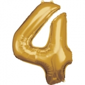 Balon foliowy cyfra 4 złota 65x86cm