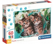 Clementoni, Puzzle SuperColor Maxi 60: Lovely Kitty Twins (26599)