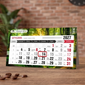 Kalendarz biurkowy 2027 poprzeczny miesięczny z okienkiem, 1 szt