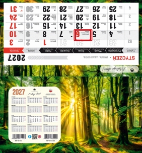 Kalendarz biurkowy 2027 poprzeczny miesięczny z okienkiem, 1 szt