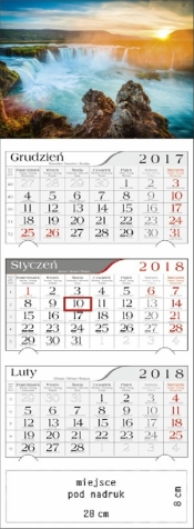 Kalendarz trójdzielny Wodospad 2018