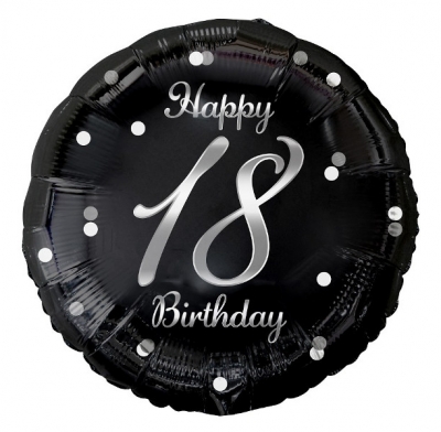 Balon foliowy Happy 18 Birthday czarny 18 cali