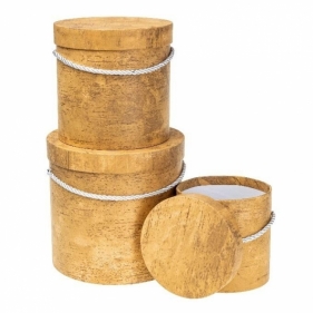 Pudełko Flower Box 3szt drewno żółte ROZETTE