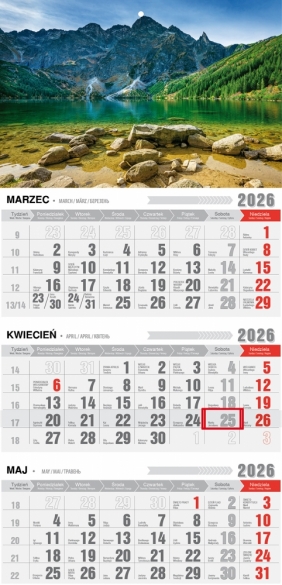 Kalendarz Trójdzielny - Ekonomiczny jednoplanszowy, 1 szt.