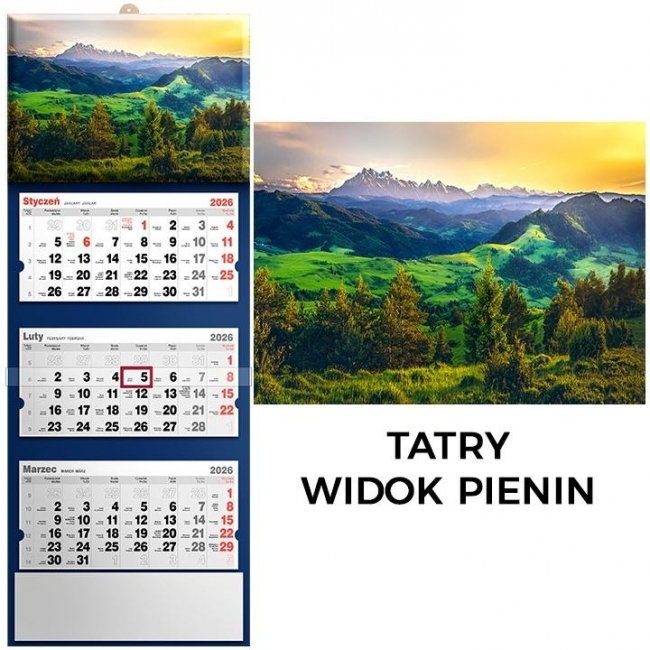 <img src='https://webimage.pl/pics/994/0/d5901421110994.jpg' style='height:440px' /> Kalendarz 2026 trójdzielny widok pienin