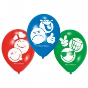 Balony lateksowe 22,8 cm Smiley Emoticons, 6 sztuk (9901298)