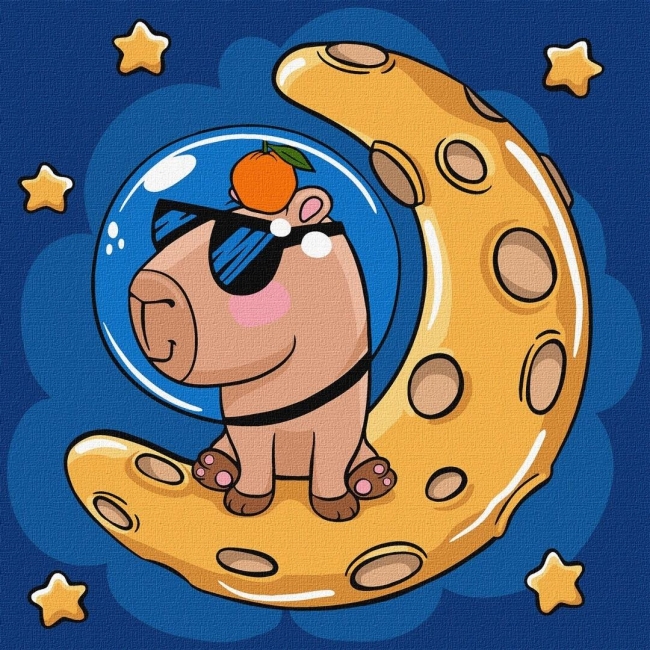 <img src='https://webimage.pl/pics/994/3/d823104383994.jpg' style='height:440px' /> Malowanie po numerach - Kapibara na księżycu 30x30