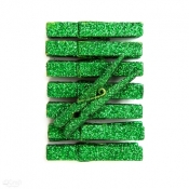 Klamerki brokatowe zielone, 8 szt