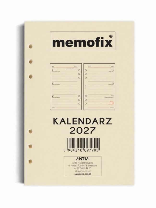 Wkład kalendarzowy 2027 Memofix A5 TDW