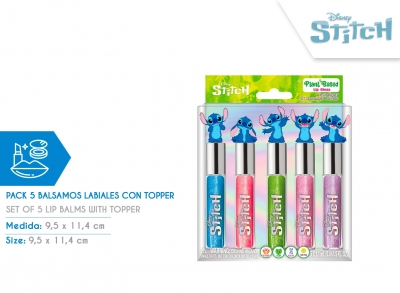 <img src='https://webimage.pl/pics/995/9/d719565509995.jpg' style='height:440px' /> Zestaw 5 balsamów do ust z toperem Stitch SI0061GG