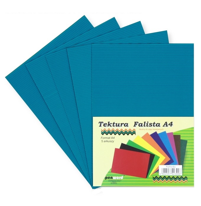 Tektura A4 falista niebieska 5szt