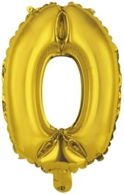 Balon foliowy mini cyfra 0 złota 30,5x40cm