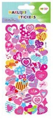 Naklejki 3D Puffy - Pink Hearts, 9.5 cm x 22 cm, Happy Color