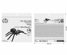 Balon foliowy Pająk czarny stojący 196x156x46cm