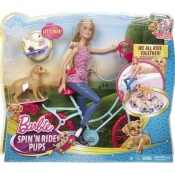 Barbie lalka na rowerze z pieskami (CLD94)