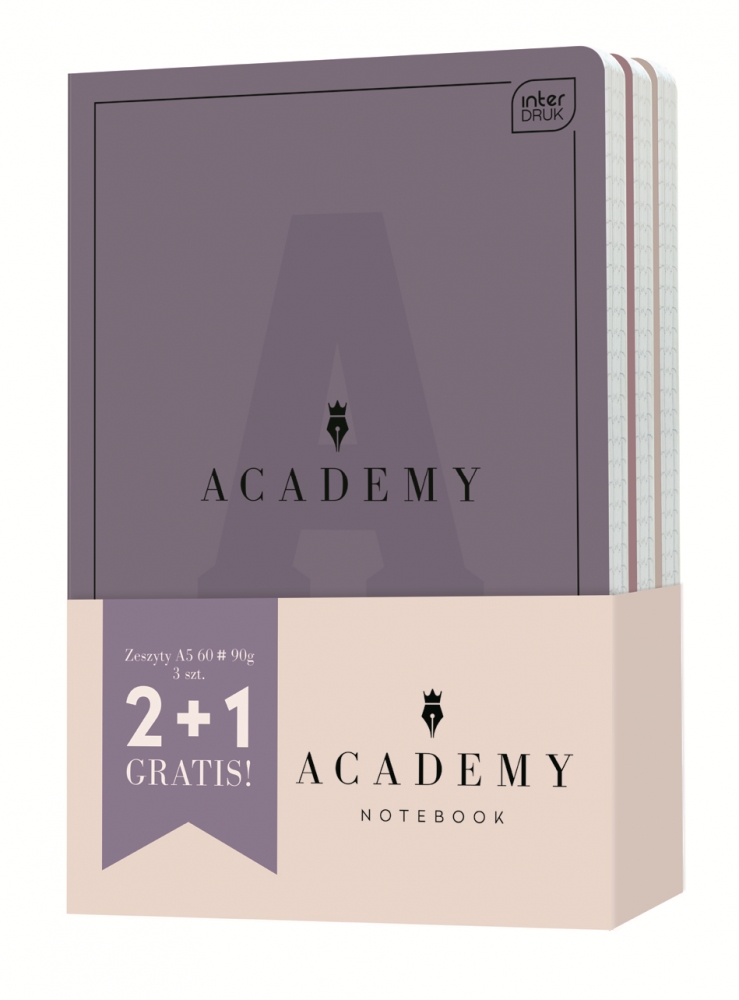 <img src='https://webimage.pl/pics/997/5/d5902277355997-3.png' style='height:440px' /> Zeszyt A5/60k kratka - Academy Hybrid, 3 szt.