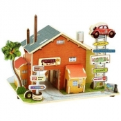 Puzzle 3D Drewniany warsztat samochodowy