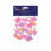 Naklejki 3d z pianki - urodziny dziewczynka, 12 szt. (KSPI-336)