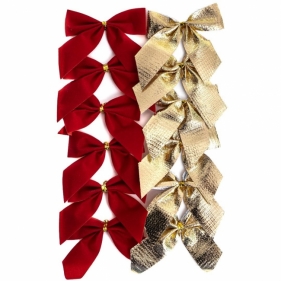 Kokardki dekoracyjne czerwone, złote 12szt